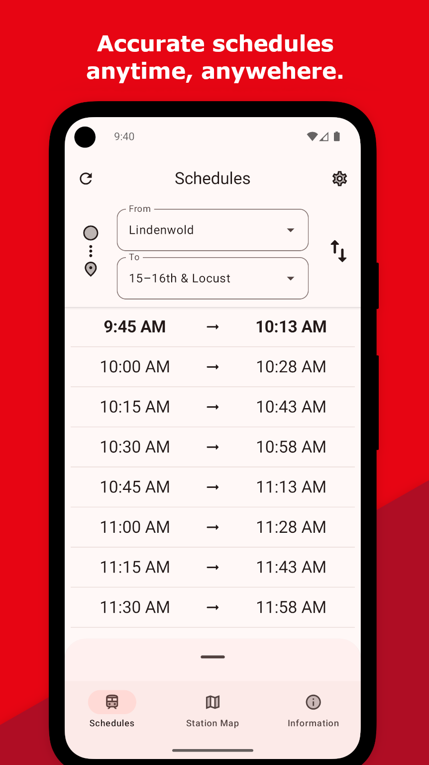 patco today schedules page image